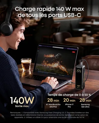 Miniatura 5 de Anker Prime Power Bank Black Myth: Wukong Edition, cargador portátil de 3 puertos de 20,100 mAh con 220 W, alimentación bidireccional, aprobado por