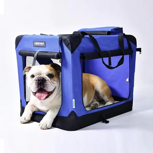 Miniatura 15 de JESPET Jaulas suaves para perros para mascotas, 3 puertas, plegables, con correas y tapete de forro polar para perros, gatos, conejos, uso