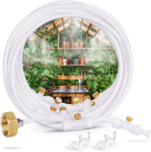 Miniatura 13 de HOMENOTE Sistema de Refrigeración por Nebulización, 26 PIES (8M) Línea de Nebulización + 7 Boquillas de Niebla de Latón + Adaptador de Latón (3/4")