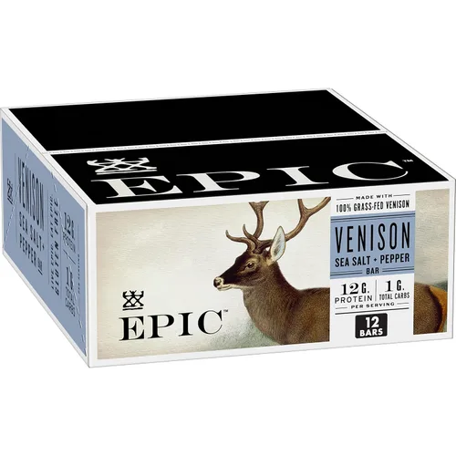 Miniatura 19 de Barritas EPIC de tocino de bisonte y arándanos rojos, alimentadas con hierba, 12 unidades en caja, barritas de 1.3oz