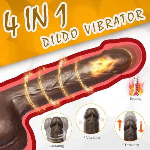 Miniatura 3 de Vibrador de empuje de 8.6 pulgadas con 5 rotaciones, 7 vibraciones vibratorias y calentadoras, juguete sexual para mujeres, pene telescópico