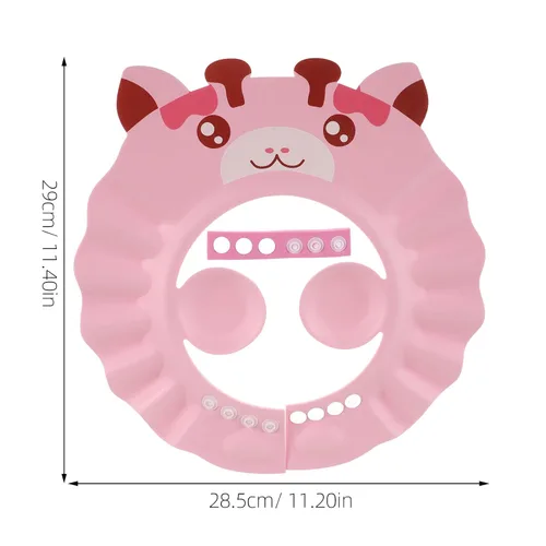 Miniatura 6 de Gorro de ducha para bebé para lavar el cabello, sombrero de champú hipopótamo ajustable para niños pequeños con orejeras, escudo impermeable