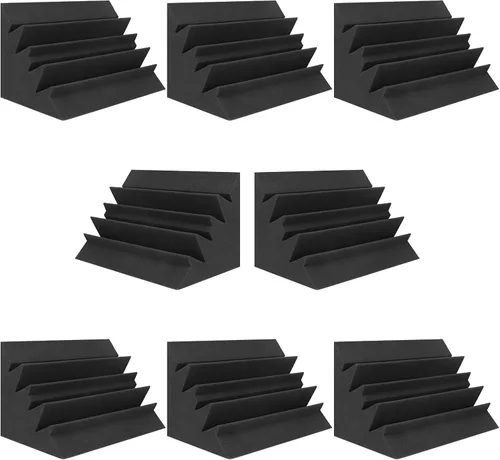 JBER Paquete de 8 trampas de espuma acústica para bajos, 12 x 7 x 7 pulgadas, paneles de pared acolchados insonorizados, acabado de bloque de