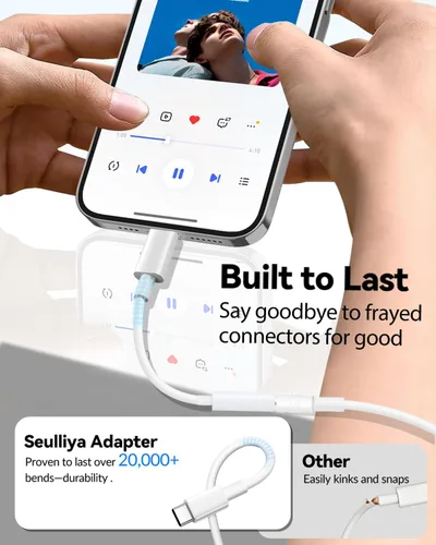 Miniatura 5 de Seulliya Adaptador USB C a 3.5mm de conector de auriculares para iPhone 17/16/15 Pro/Max, DAC Dongle de audio de alta resolución, convertidor