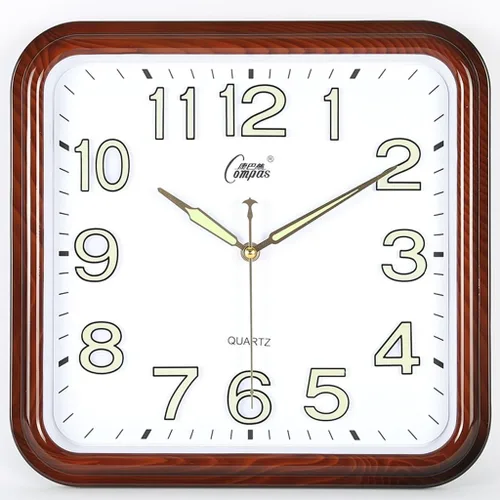 Miniatura 5 de Reloj de pared silencioso, sala de estar, oficina, simple y elegante reloj de cuarzo cuadrado (color dorado)