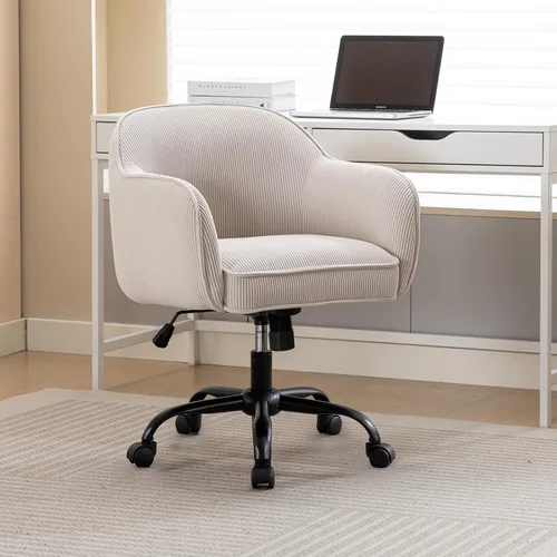 Miniatura 2 de Silla de escritorio para oficina en casa con brazos, ruedas doradas, silla moderna tapizada en terciopelo, silla de computadora enrollable, silla
