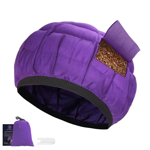 Beautybaby - Gorro térmico inalámbrico de acondicionamiento profundo, tratamiento para microondas, para cabello rizado de spa, 100% algodón natural,