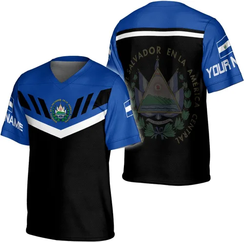 Miniatura 8 de Camiseta de fútbol de El Salvador personalizada de El Salvador Jersey de fútbol de El Salvador para hombres, camisas de El Salvador 3D