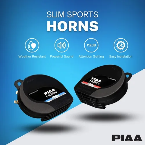 Miniatura 2 de PIAA 85114 Slim Line, kit de bocinas deportivas de doble tono 112db 400Hz y 500Hz para todos los vehículos, negro