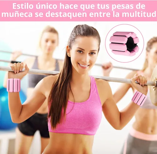 Miniatura 2 de Juego de 2 pesas para muñeca, pesas de tobillo y muñeca para mujeres y hombres, brazaletes con peso de silicona ajustables para brazos y piernas