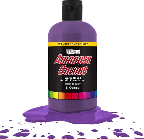 Miniatura 28 de U.S. Art Supply Pintura acrílica transparente Chartruesse para aerógrafo, 8 onzas, lista para rociar, pintura con pincel de aire para uñas, modelos