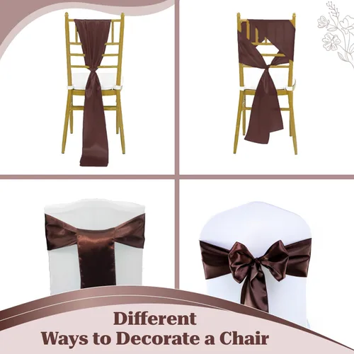 Miniatura 44 de mds - Lote de 10 lazos de satén para sillas de boda y eventos, para decoración de fiestas, 30 colores, Satin, 10 Verde oliva