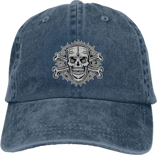Miniatura 9 de Cowboy Hat Trendy Hats for Man and Women Djustable Four Season Outdoor Baseball Cap of Hell Skull with Angel Navy Blue