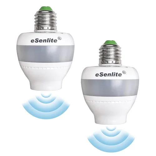 eLEDing - Adaptador de enchufe de luz con sensor de movimiento, base de tornillo de movimiento radar para bombillas LED CFL incandescentes, control
