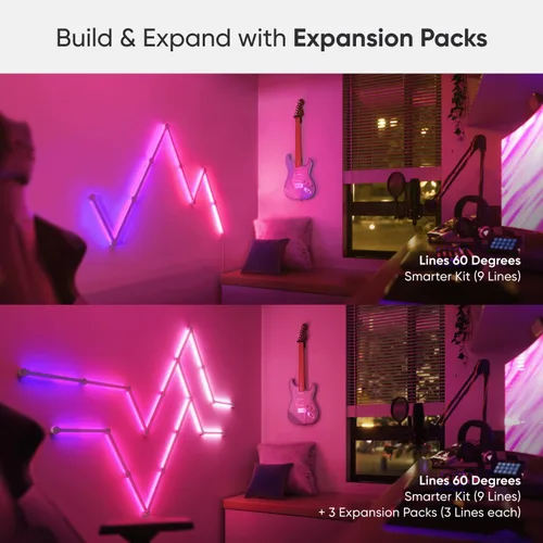 Miniatura 3 de Kit más inteligente de luces de pared LED Nanoleaf Lines WiFi RGBW de 16M, luces de color atenuables para juegos y decoración del hogar