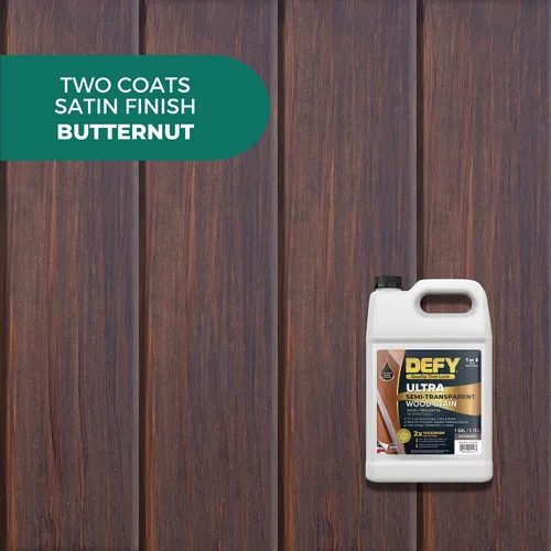 Miniatura 3 de DEFY Tinte y sellador de madera ultra semitransparente para exteriores en uno – Butternut, 1 galón, tinte de cubierta y sellador Color rico