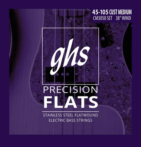 Miniatura 7 de GHS Strings, Bajos de precisión de 5 cuerdas, de acero inoxidable, bobinado de 37.25 pulgadas, mediano (45-126) (M3050-5)