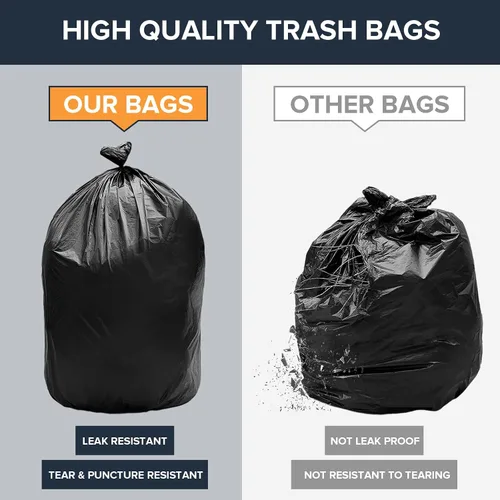 Miniatura 3 de Bolsas de basura grandes de 45 a 50 galones resistentes, 100 paquetes, 38 bolsas de basura de 46 a 2 mil, bolsa de basura negra gruesa y grande