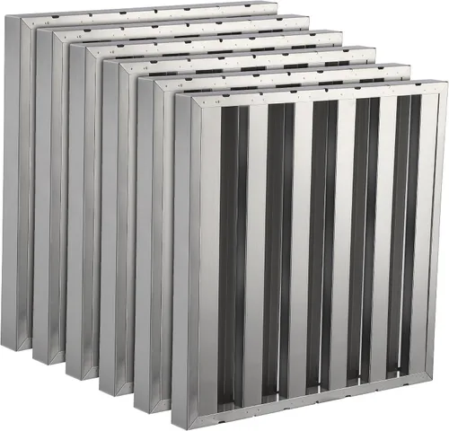 Towallmark Filtros comerciales para campana de 19.5 pulgadas de ancho x 23.5 pulgadas de alto, acero inoxidable 430, 6 ranuras, filtro de campana