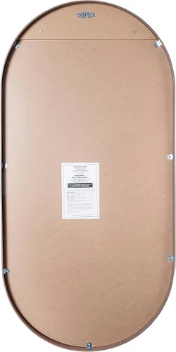Miniatura 4 de Camden Reed Espejo de pared de metal en forma de píldora de 19.5 x 39.5 pulgadas, espejo de baño, espejo de dormitorio, espejo para tocador, nogal