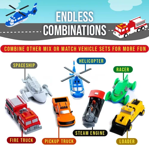 Miniatura 5 de POPULAR PLAYTHINGS Vehículos magnéticos para niños pequeños de 1 a 3 años, mezcla o combina juguetes de coche, regalo de 21 piezas para niños