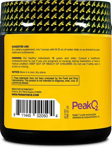 Miniatura 3 de PrimaForce Peak O2 Suplemento de entrenamiento, 4.23 oz, mezcla patentada, sin OMG, vegano y sin gluten