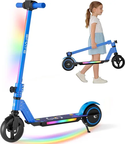Miniatura 9 de SIMATE Electric Scooter for Kids 6-14, e Kick Scooter with LED Display and Colorful Lights, Adjustable Height and Foldable, Double Brake, Gifts for