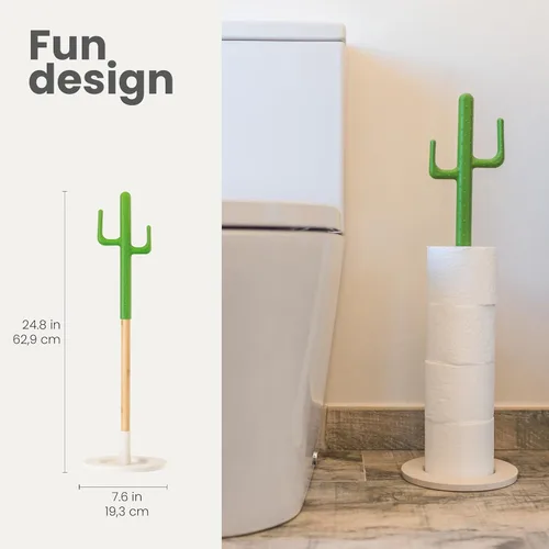 Miniatura 2 de Vigar Soporte de papel higiénico de cactus, soporte de papel higiénico independiente con almacenamiento para 5 rollos, soporte de papel higiénico