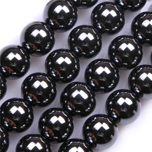 Miniatura 16 de GEM-Inside - Cuentas sueltas de hematita negra natural no magnética de 0.079 pulgadas, cuentas redondas de energía para fabricación de joyas, 15