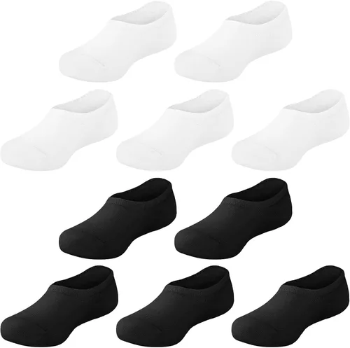 Witwot 10 pares de calcetines invisibles para niños y niñas, antideslizantes, de corte bajo, calcetines tobilleros