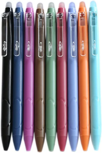 Bolígrafos de tinta de gel borrables vintage de 9 colores, punta de 0.020 in, bolígrafos de gel borrables surtidos retráctiles para escribir,