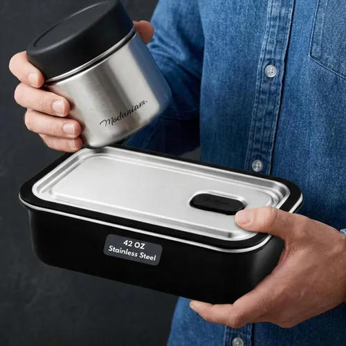 Miniatura 7 de Modaniam Caja Bento de acero inoxidable para adultos, 42 onzas, contenedores de almuerzo de acero inoxidable, lonchera de metal, contenedores