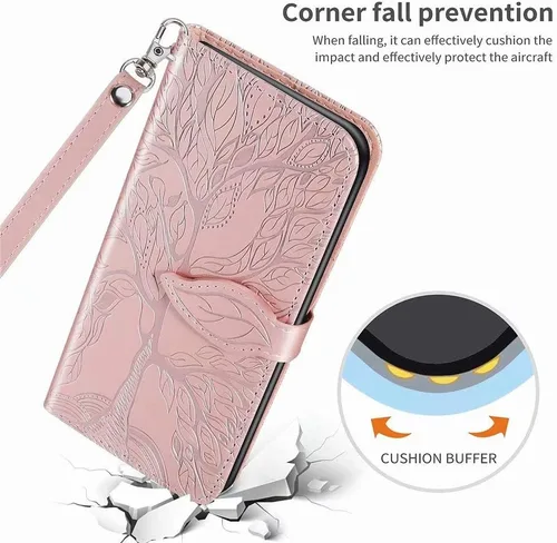 Miniatura 7 de Funda tipo cartera para Samsung Galaxy Note 9, piel sintética de alta calidad con diseño de árbol en relieve, función atril, ranuras para tarjetas