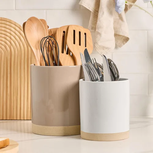 Miniatura 14 de famiware Milkyway - Soporte para utensilios de cocina para encimera, 7.2 + 5.8 pulgadas, utensilios de cocina de cerámica para encimera, organizador