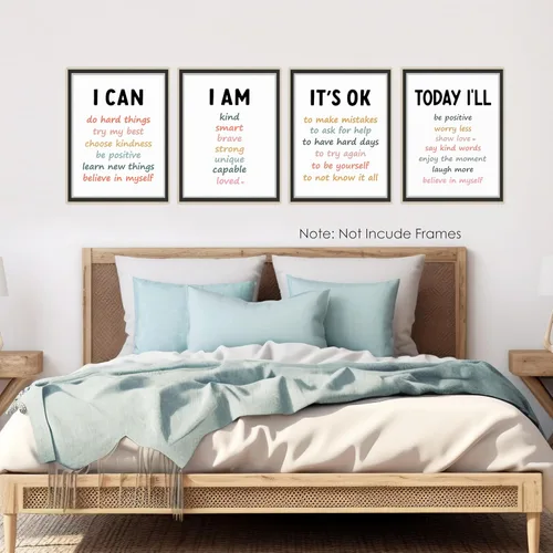Miniatura 4 de BESERH Positive Affirmation Wall Decor, Inspirational Motivational Quote Wall Art Prints Posters for Classroom Kids Room Nursery Playroom, 12x16