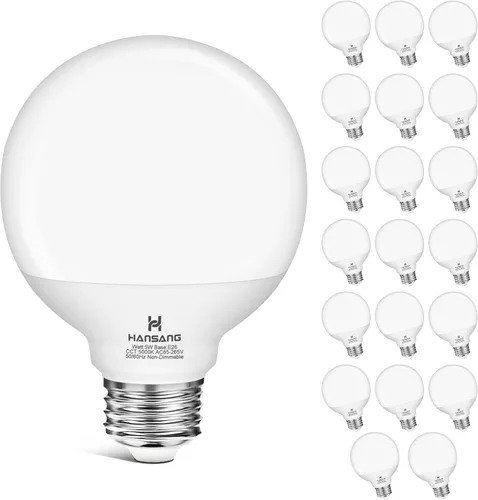 Miniatura 12 de Bombillas LED G25, equivalente a 60 W, baño de luz diurna de 5000 K, base E26, redonda de tocador amigable con los ojos, perfecta para espejo