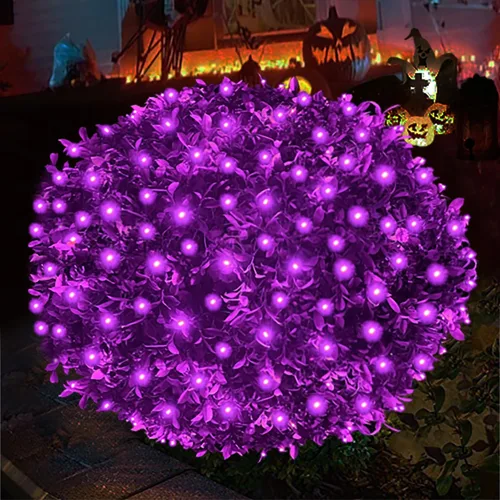 Miniatura 11 de HISHINY Red de luces LED rojas de Navidad para exteriores, cable verde de 100 luces LED de 5 x 5 pies, cable verde conectable para interiores y Rojo