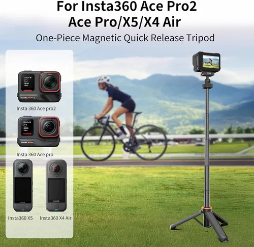 Miniatura 6 de VRIG 15.9" X5 Extended Mini cámara trípode para Insta360 Ace Pro2,360 portátil magnético liberación rápida Selfie Sticks mango agarre Vlog Monopod