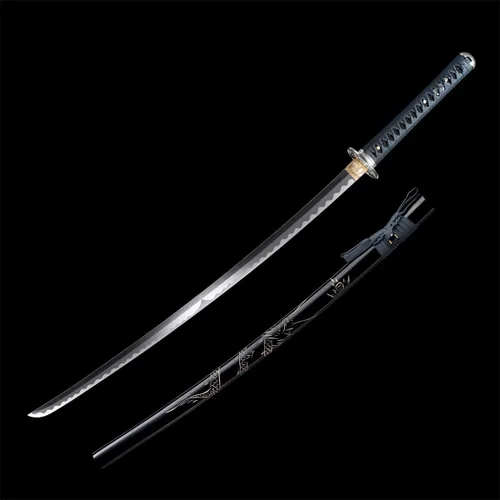 Miniatura 2 de Fidestisan Estilo Monte Fuji 2.21IB 101 cm Espada Samurai Katana Japonesa Real de Acero de Primavera 1065 Hoja con Hamon Artificial, Tang Completo