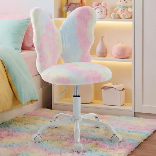 Miniatura 8 de Sillas de escritorio con diseño de mariposa para niños, sillas de estudio para niñas estudiantes, sillas ajustables para computadora, silla
