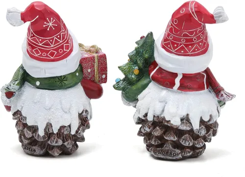 Miniatura 3 de Hodao 2 piezas Figuras de muñeco de nieve de Navidad, conos de pino de Navidad, decoraciones de muñeco de nieve de Navidad, figuras de muñeco