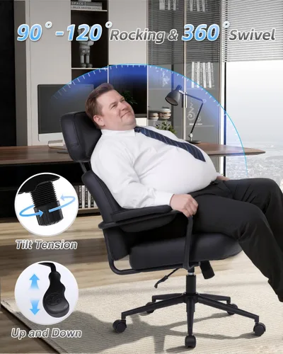 Miniatura 6 de Silla de oficina grande y alta de 500 libras, silla de escritorio cómoda, silla de computadora de gran tamaño extra ancha, sillas modernas