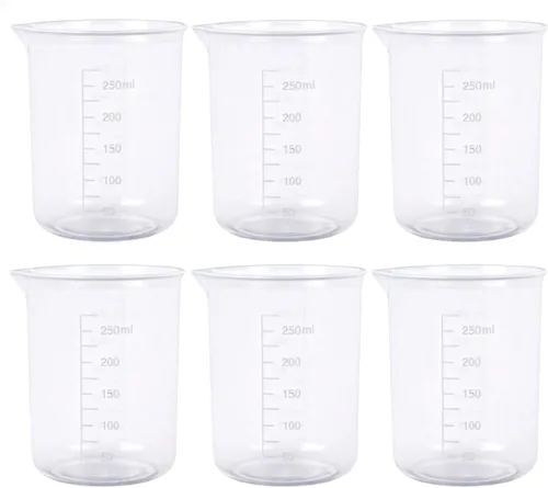 Miniatura 11 de 6 vasos de plástico de laboratorio de 3.4 fl oz, tazas medidoras transparentes con escala graduada y boquilla de vertido para experimentos