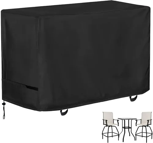 Miniatura 12 de Oslimea Funda para Juego de Comedor Alto de Patio, Funda para Mesa y Sillas de Exterior para Juego de Ratán de 5 Piezas de Altura de Bar/Muebles