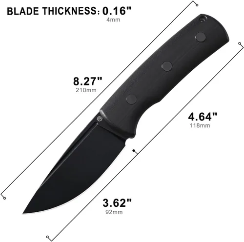 Miniatura 3 de Petrified fish PFP01F Beluga Cuchillo de hoja fija, hoja de satén N690 de 3.62 pulgadas, cuchillo de hoja fija G10/Micarta de 5.85 onzas para Negro