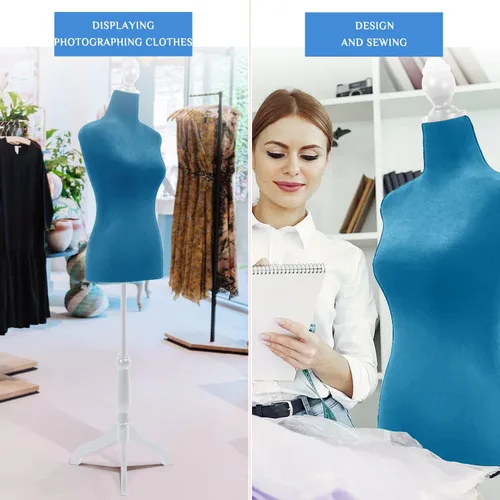 Miniatura 6 de Maniquí para mujer, forma de vestido, maniquí de costura, torso con soporte de 50 a 63 pulgadas, maniquí ajustable portátil para exhibición de ropa