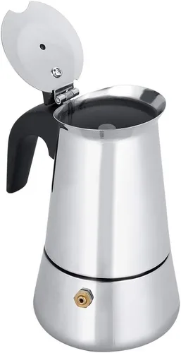 Miniatura 11 de Cafetera eléctrica del percolador, olla de mesa de café espresso de fondo ancho de acero inoxidable (3.4 fl oz)