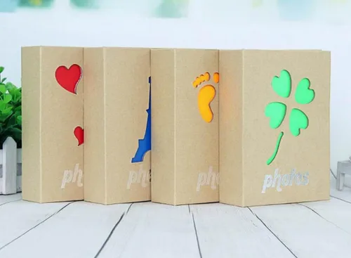 Miniatura 6 de Álbum de fotos con capacidad para 100 bolsillos, 4 x 6 pulgadas, álbum de fotos para niños, álbum de fotos de papel kraft para niños (trébol)