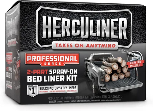 Herculiner Kit de revestimiento en aerosol para cama, grado profesional, 1 galón de pulverización, color negro