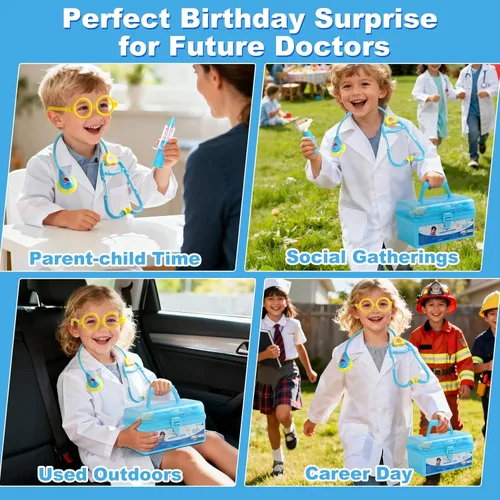 Miniatura 7 de Fajiabao Kit de médico para niños pequeños de 3 a 5 años, juguetes de disfraz para 2, 3, 4, 5 años, juego de simulación para niños con estetoscopio